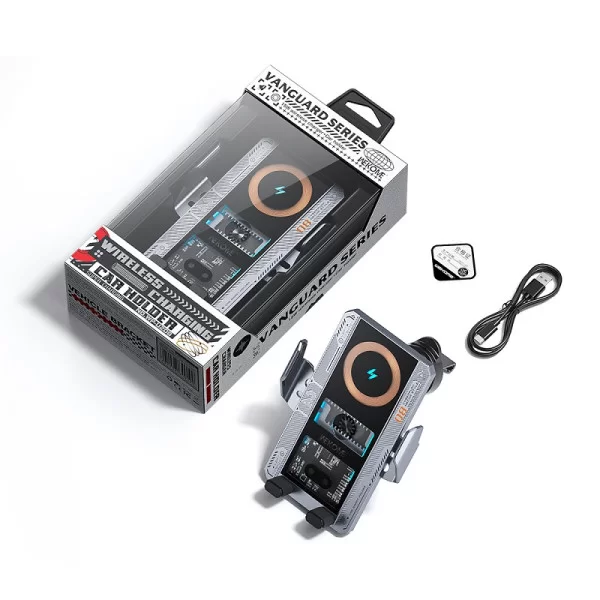 Автомобильный держатель Wekome WP-U208 Vanguard Series Mechanical Transparent Wireless Charging Car Holder [Gray]